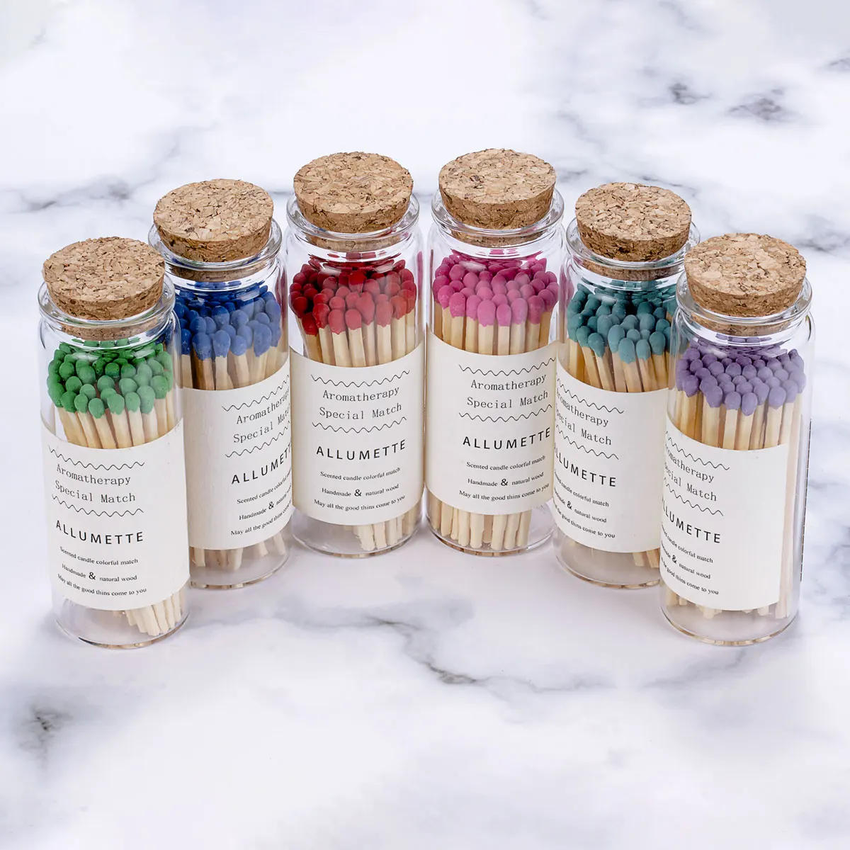 Description Picture 5 of item7.5cm Scented Colorful Match Apothecary Galss Jar Wooden Matches For Aromatherapy Candles Cigarette Smoking Tools