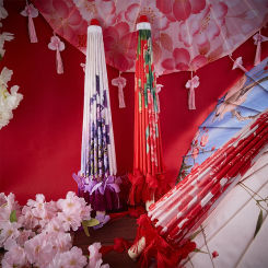 Satin Cloth Women Umbrella Japanese Cherry Blossoms Ancient Dance Umbrella Decorative Umbrella Chinese Style Oil Paper Umbrella