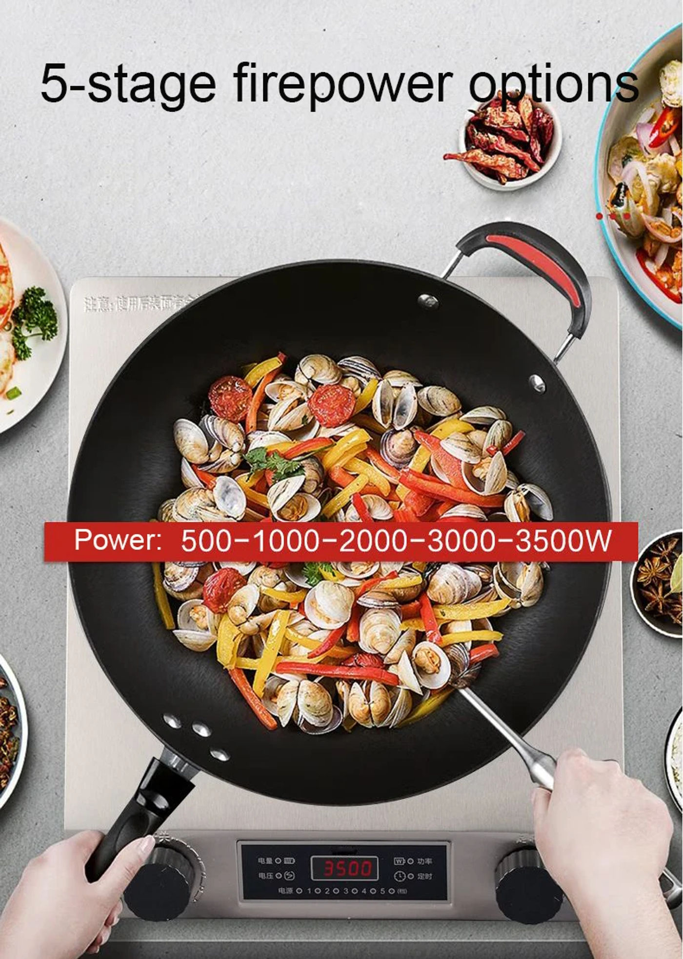 Description Picture 5 of itemDMWD Electric Induction Cooker Waterproof 3500W Concave Type Magnetic Hotpot Hob Burner Soup Stir-fry Cooking Stove Cooktop EU