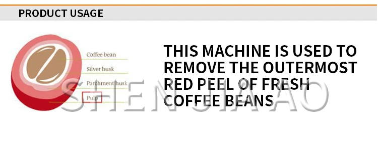 Description Picture 4 of item30-100kg/h Manual Coffee Bean Peeling Machine BP-120 Coffee Bean Fresh Fruit Processing Machine 98% Peeling Rate Food Processors