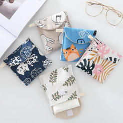 Girl Canvas Sanitary Napkin Storage Bag Sanitary Pads Bags Travel Makeup Bag Organizer Money Card Lipstick Earphone Storage Bag