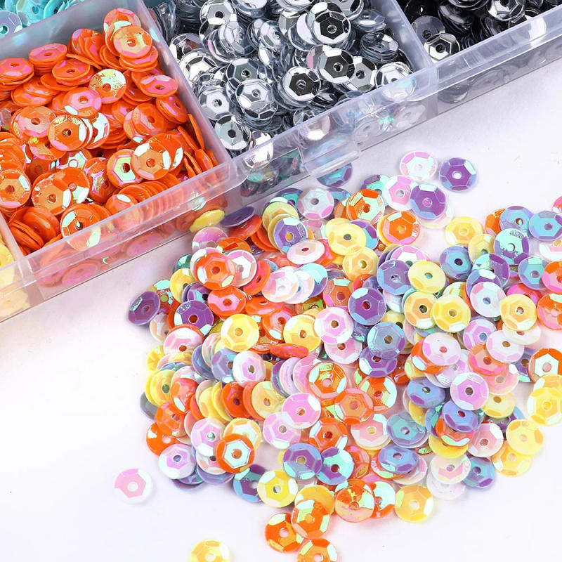 Description Picture 4 of item24 Colors  Bright Sequins Round Flatback Confetti  Paillettes Sewing Wedding Dress DIY Crafts Accessories