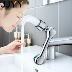 Universal 1080° Rotatable Robotic Arm Faucet Extender with Plastic Splash Filter Bubbler Nozzle for Kitchen and Bathroom