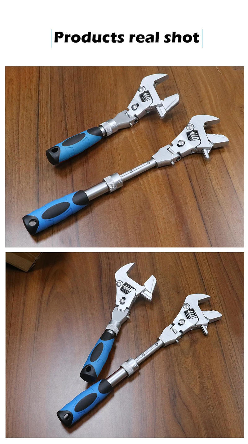 Description Picture 6 of item5 in 1 Retractable Movable Adjustable Ratchet Wrench 180° Foldable Head Torque Wrench Dual-purpose Pipe Wrench Hand Tools