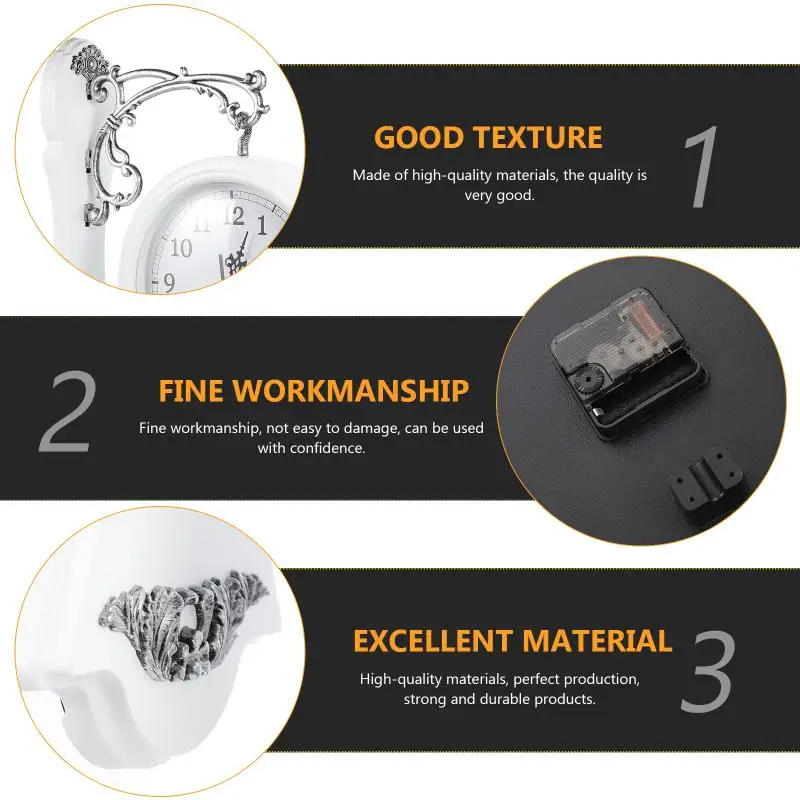 Description Picture 2 of itemDouble Face Clock Home Sided Vintage Rotatable Retro Wall-mounted European Style Glass Decoration