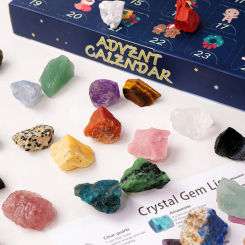 Christmas Advent Calendar Crystal Natural Stone Ore Gemstone Blind Box 24 Days Countdown Surprise Gifts For Kids Boys Girls