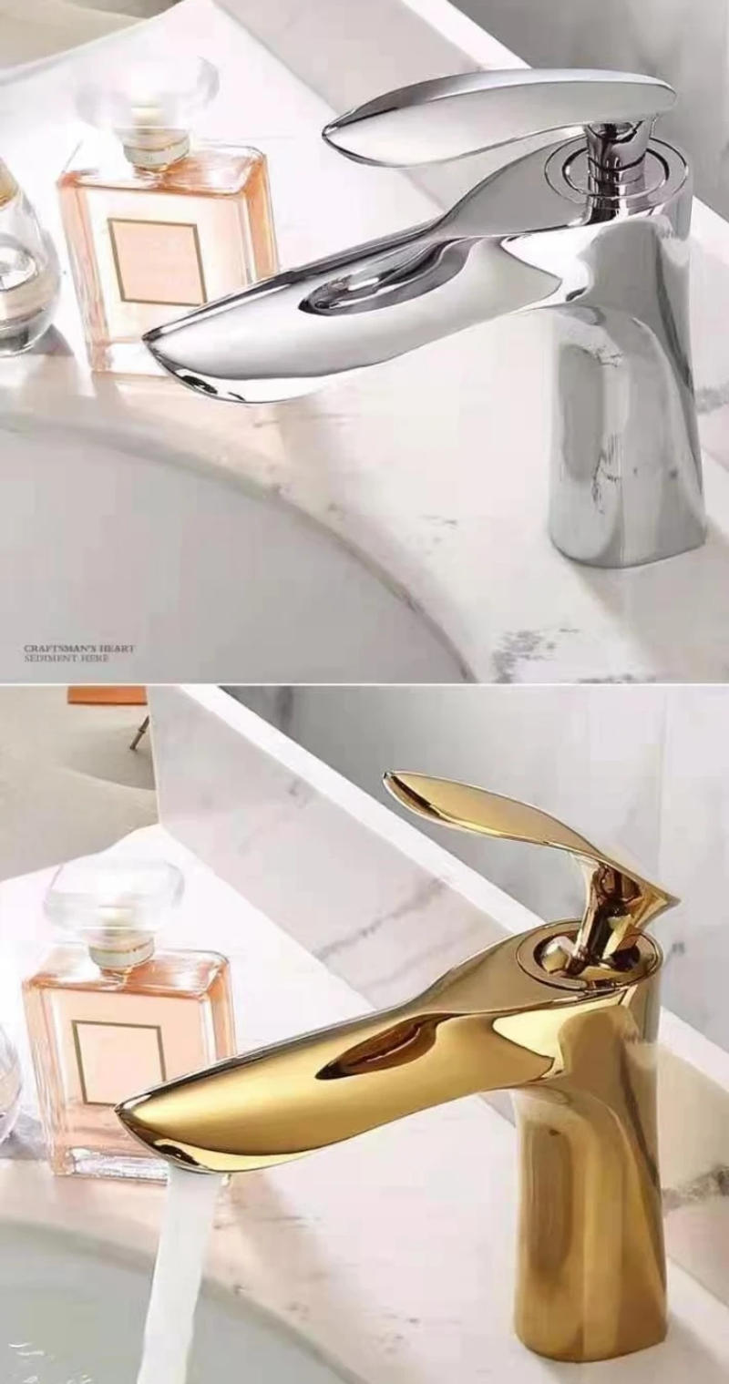 Description Picture 4 of itemGolden Maple Leaf Basin Faucet For Hot And Cold Water Household Use Raised Washbasin Countertop Basin Single Hole Faucet