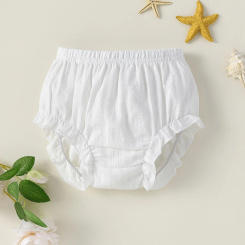 Summer Baby Girl Pure White Pleated Shorts