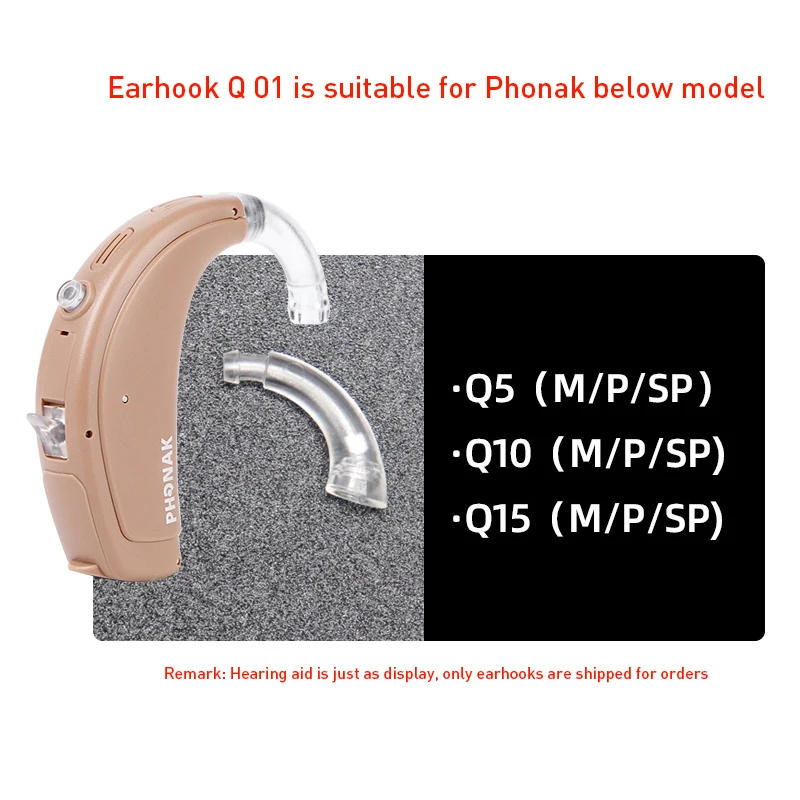 Description Picture 6 of itemPhonak Earhook for Hearing Aids Phonak Q5 Q10 Q15 M P SP BTE Phonak Hearing Aid Earhook