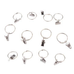 12Pcs Curtain Ring Hook with Clips with Eyes Portable Sliding Rod Rings Hook