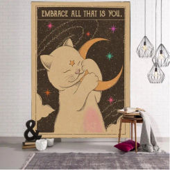 Sun moon Tarot Cat Tapestry Wall Hanging Witchcraft you are a child of the universe Bohemia Home Decor Hippie Bedroom Decor