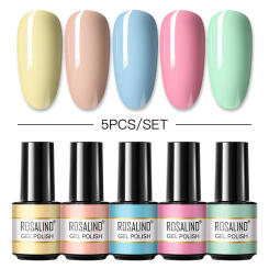 ROSALIND Gel Nail Polish Set Pure Color Nail Kit Glitter Vernis Semi Permanent Nail Art Base Top Coat UV LED Gel Polish Set