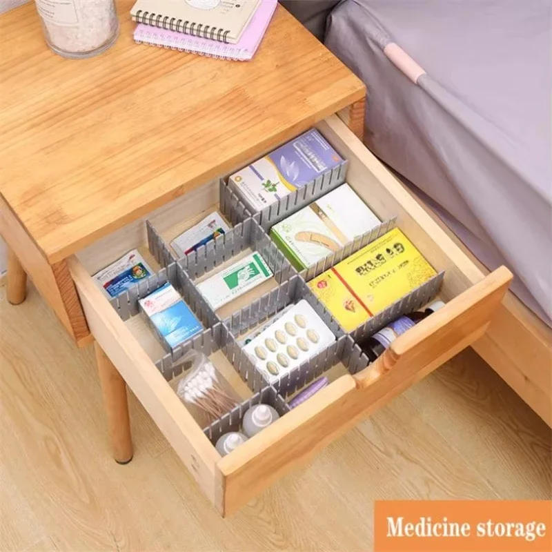 Description Picture 6 of item4pcs Household Adjustable Drawer Divider Free Separation Plastic Board Drawer Organizer Storage Cabinet Underwear Socks