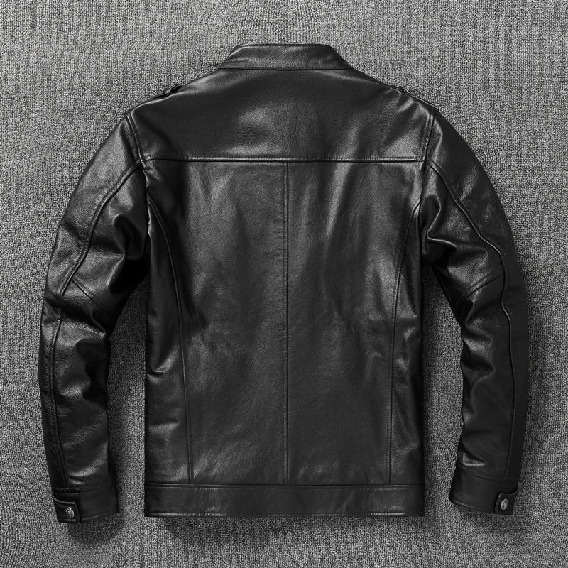 Description Picture 3 of itemBlack Genuine Leather Jacket Men Real Cow Leather Jackets Mens Coats Autumn Spring Chaqueta De Cuero Para Hombre Casacos 가죽점퍼