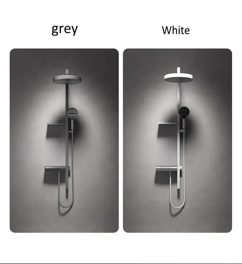 Description Picture 3 of itemDigital Display Gray Shower Set Piano Keys Bathroom Double-layer Shelf Shower System Pressurization Rain Head Faucet