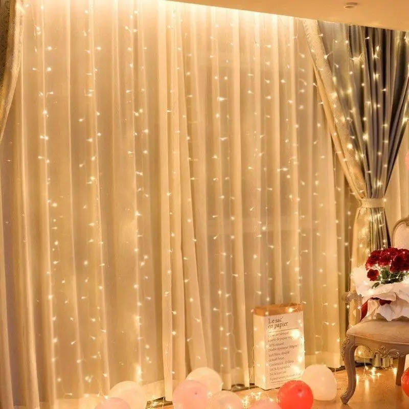 Description Picture 2 of itemUSB Fairy Wreath Lights Warm/white/colorful Remote Control Curtain LED String Light Bedroom Wedding Holiday Christmas Decoration