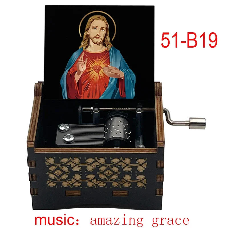 Description Picture 5 of itemAmazing Grace Wooden Music Box 18 Note Inspiring Musical Theme Family Church Festival Birthday Gift Christian Home Office Decor