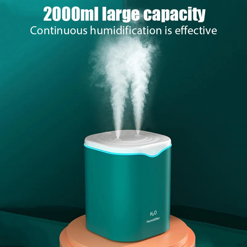 Description Picture 6 of item2000ML USB Air Humidifier Double Spray Port Essential Oil Aromatherapy Humificador Cool Mist Maker Fogger Purify for Home Office