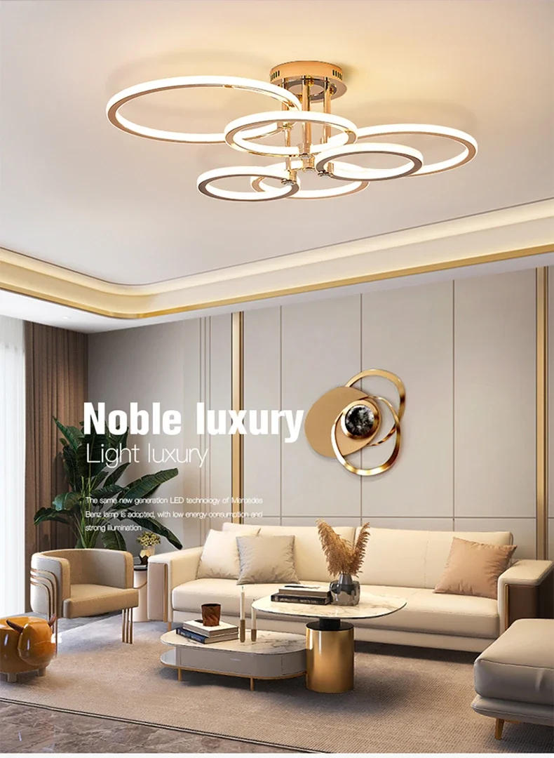 Description Picture 2 of itemModern Luxury Living Room LED Pendant Lighting Living Room Dining Room Bedroom Golden Ceiling Light Home Decoration Fixtures