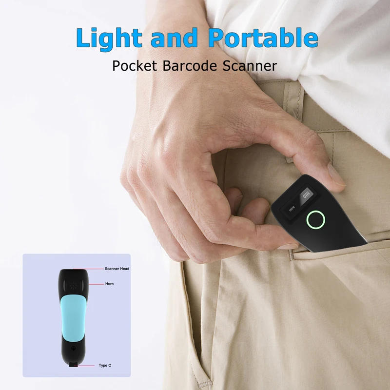 Description Picture 5 of itemBarcode Scanner C70 Wireless 1D 2D CMOS Scanner USB Bluetooth Mini Pocket QR Reader IOS Android Windows for Mobile Payment