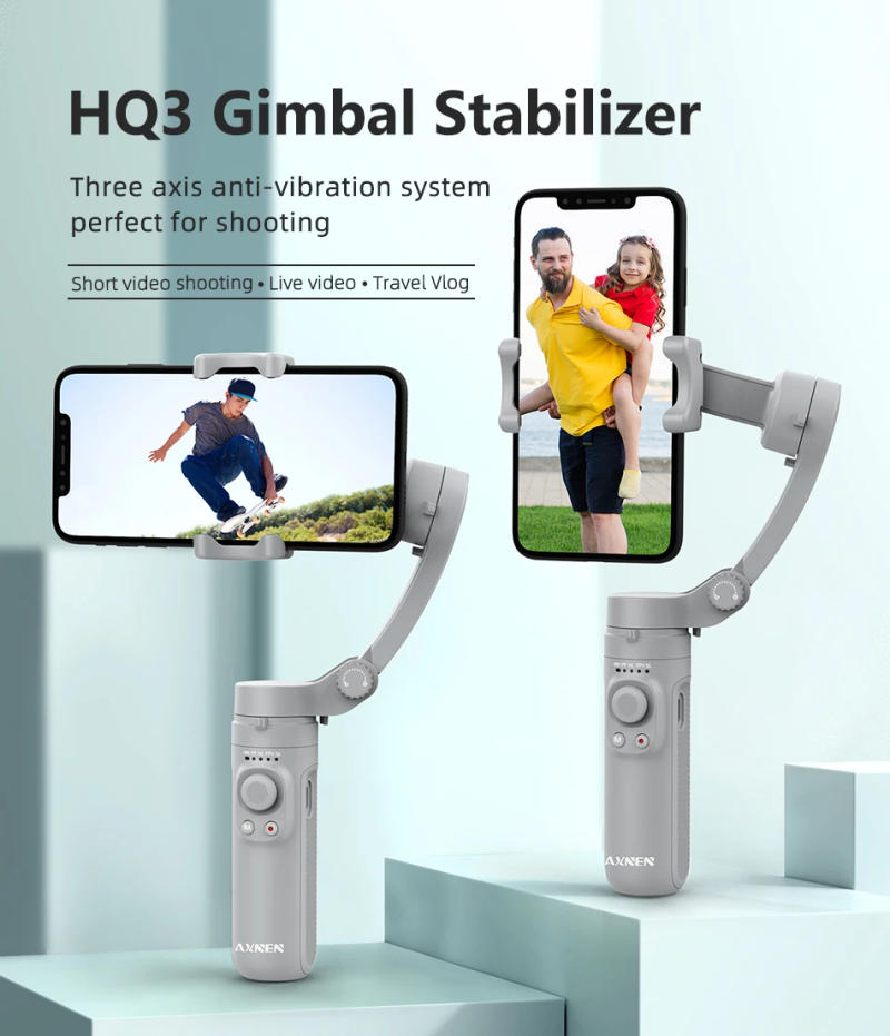 Description Picture 2 of itemAXNEN HQ3 3-Axis Gimbal Stabilizer for Smartphone Handheld Phone Video Record, Android iPhone Tiktok Vlog Cellphone Stabilizer