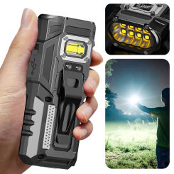 COB LED Flash Light USB Rechargeable Handheld Flashlight with Power Display Work Light Waterproof for Emergencies Camping Hiking