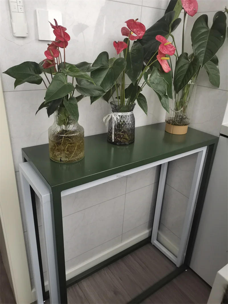 Description Picture 4 of itemModern Minimalist Iron Console Table Storage Rack End View Table  Living Room Furniture Hallway Console Narrow Table Bar Tables