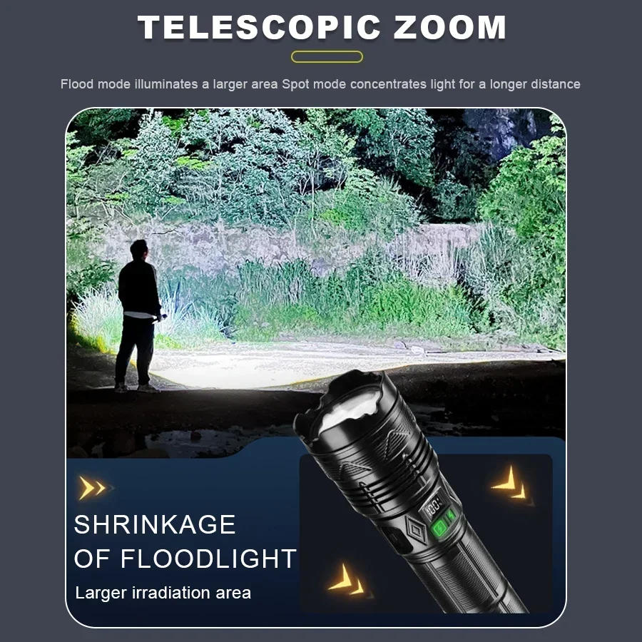 Description Picture 5 of itemHigh Power White Laser Flashlight Super Bright LED Spotlight Long Range Torch Zoom Emergency Outdoor With Battery Indicator