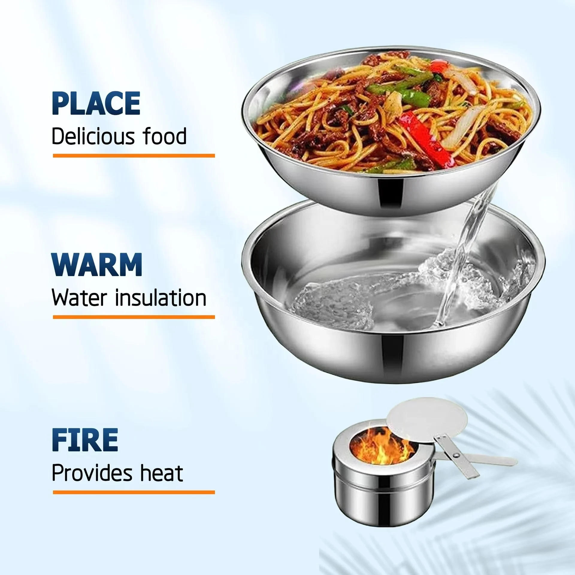 Description Picture 4 of itemHot Selling Luxury Silver Electric Chafing Dish Buffet Set Big Size Chaffer Food Warmers For Catering