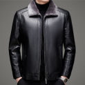 ZDT-8044 Winter Men's Genuine Leather Coat New Plush And Thickened Casual Fur One Piece Lapel Motorcycle Leather Jacket Coat