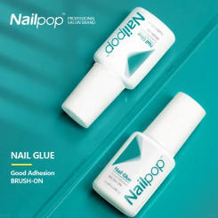 Nailpop Fast Dry Nail Glue with Brush Nail Art Tips Glitter Acrylic Decoration Nail Art Tools Manicure Accessories 2pcs