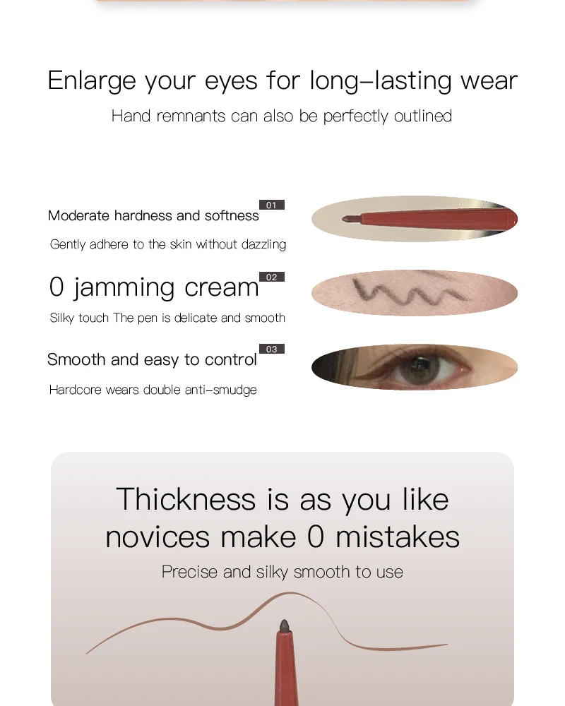 Description Picture 4 of itemPink Brown Ultra-fine Eyeliner Pencil Lower Eyeshadow Line Waterproof Easy To Wear Eye Liner Gel Matte Quick Drying Eyes Makeup