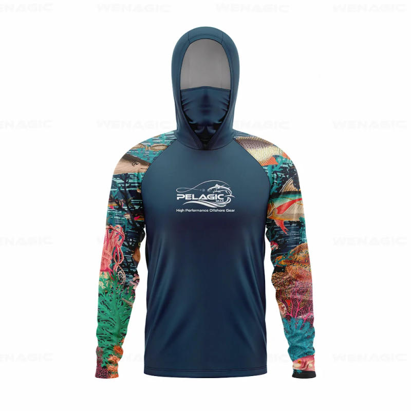 Description Picture 3 of itempelagic gear Men Hood Fishing Shirt long sleeve Fishing clothing fishing t shirt uv protection fishing shirt Fishing Apparel