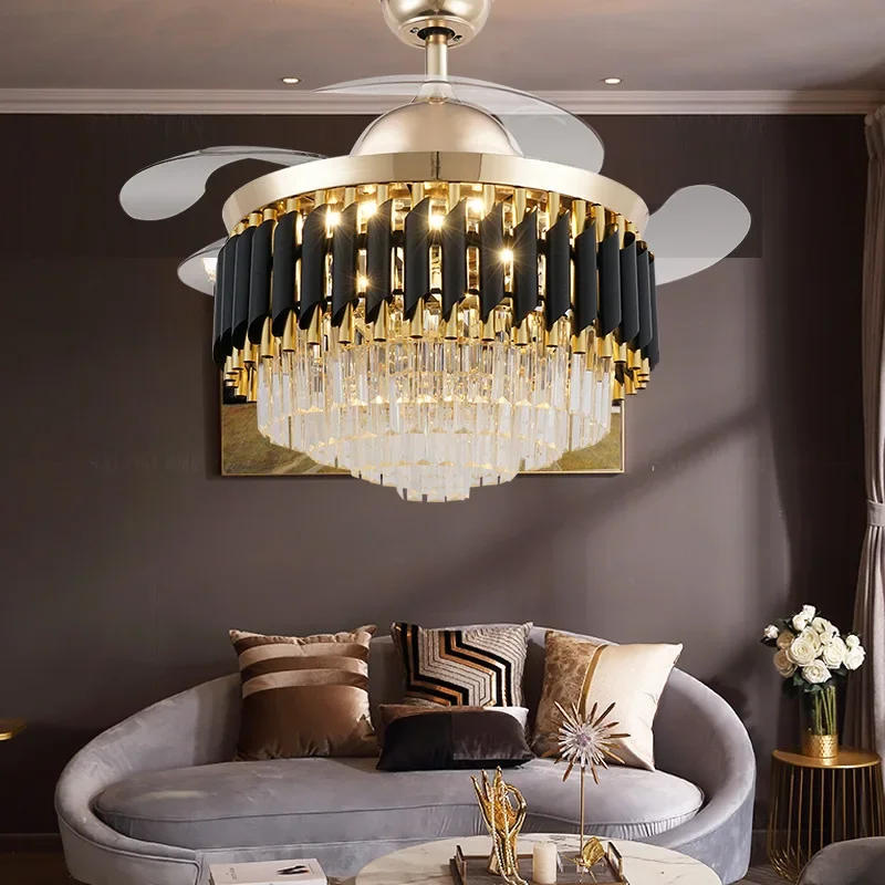 Description Picture 2 of itemNordic Designer Ceiling Fan Originality Crystal Lampshade Light Luxury Living Room Bedroom Restaurant Art Decor Suspension Light