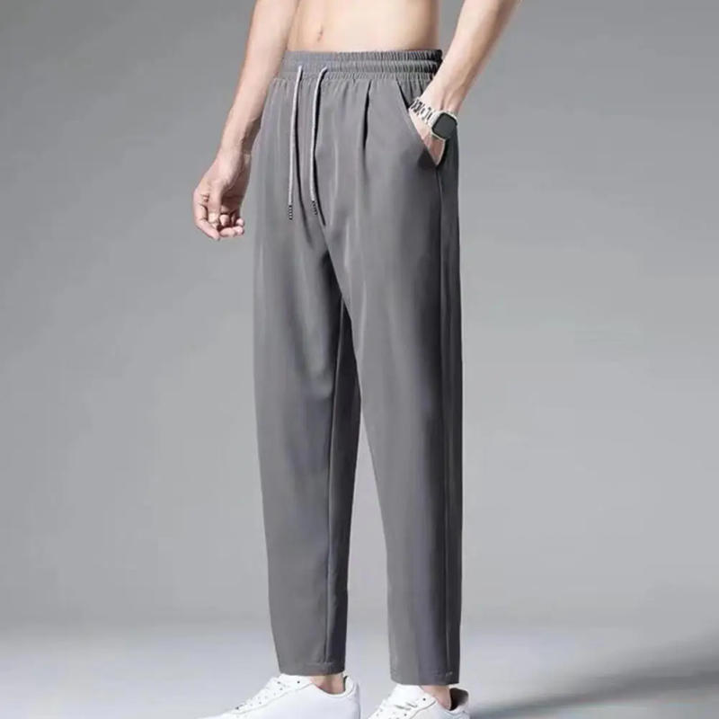 Description Picture 6 of itemMen Non-restrictive Wide-leg Pants Men Elastic Drawstring Pants Men's Casual Ankle-length Pants Breathable for Daily for Summer