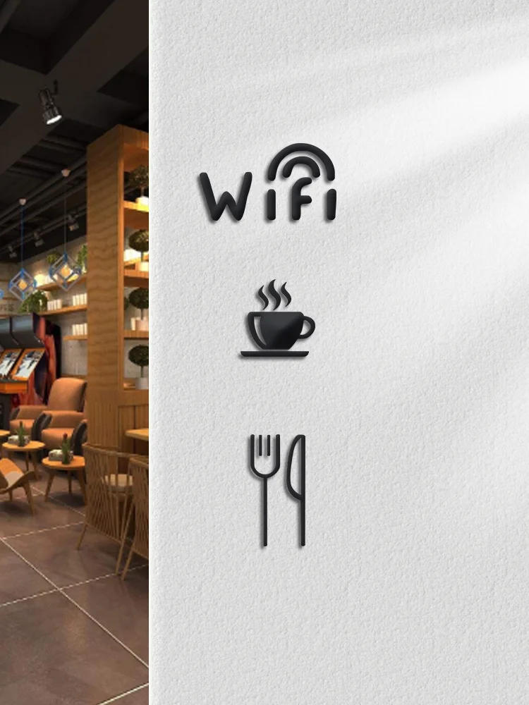 Description Picture 6 of itemDoor Plates WIFI Sign No Smoking Warning Reminders Indicator Plaque Monitoring Acrylic Signs Plate Cafe B&B Monitoring Signage