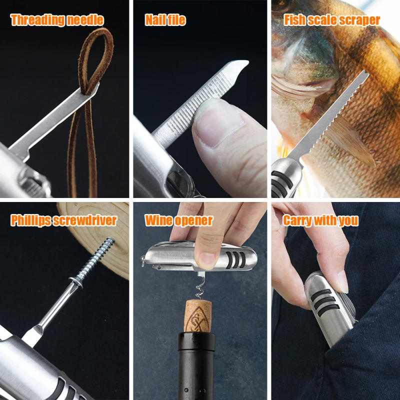 Description Picture 6 of itemMultifunctional Swiss Folding Pocket Knife Keychain Portable Multitool Scissors Box Opener Outdoor Camping Hiking Hunting Knife