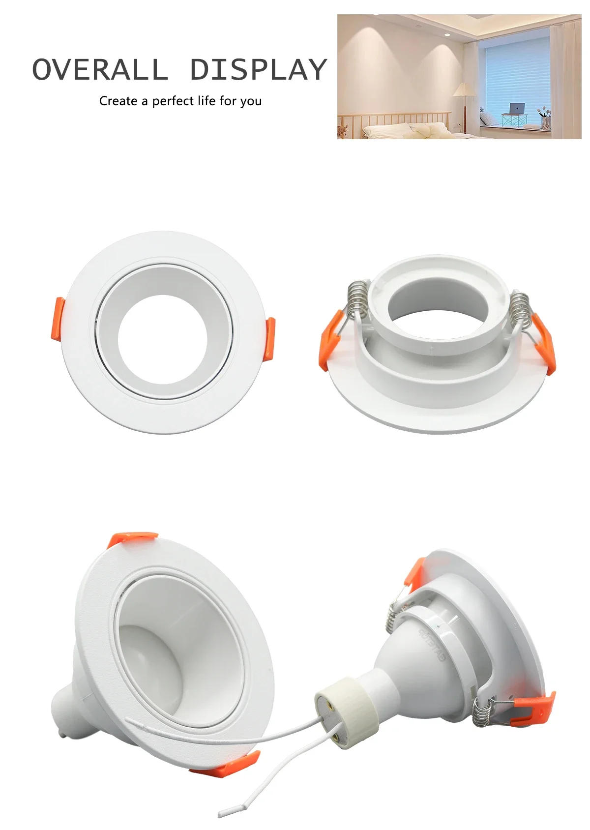 Description Picture 5 of item2pcs Hight Lumen Downlight 5W 7W 9W Angle adjustable Ceiling lamp Spotlights rotating AC220V 120V indoor lighting white color