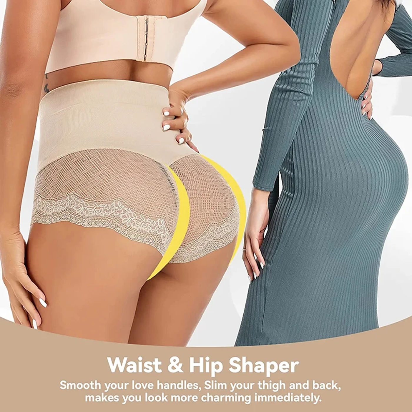 Description Picture 5 of itemTummy Control Panty for Women Shapewear High Waist Trainer Butt Lifter Slimming Body Shaper Corset Lace Shaping Briefs Seamless