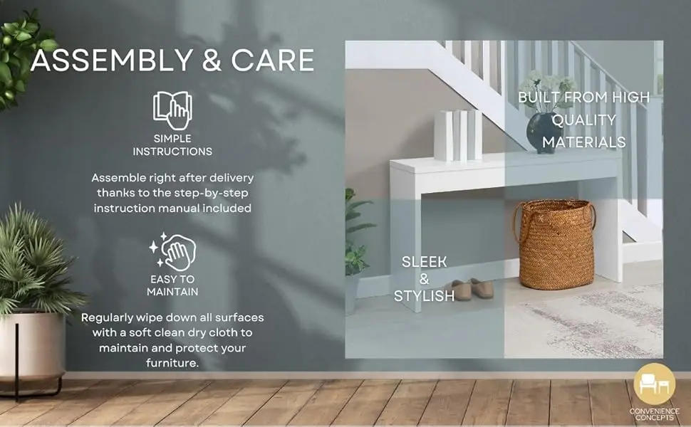 Description Picture 6 of itemConsole Table 48" - Contemporary Desk, Entryway, or Vanity Table for Hallway, Living Room, Office, Cappuccino