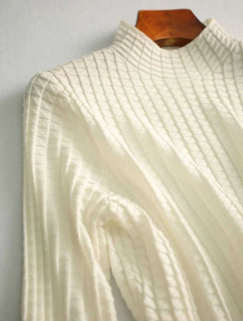 Description Picture 5 of itemWomen Turtleneck Plaid Sweater Pullovers Autumn Winter Basic Solid Slim Fit Women Sweaters Pull Femme Causal Tops