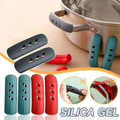 2/4/8Pcs Silicone Pan Handle Cover Heat Insulation Covers Pot Ear Clip Non-slip Steamer Casserole Pan Handle Holder Kitchen Tool