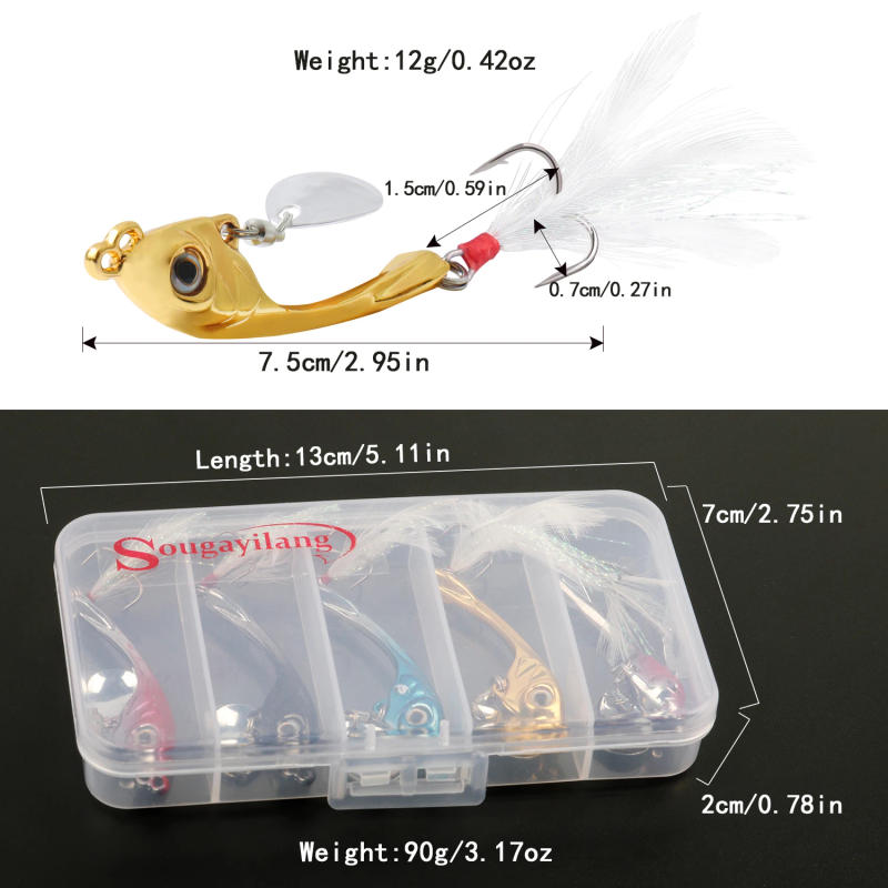 Description Picture 4 of itemSougayilang Lure Set Biomimetic Fish Eye Rotating Sequin Double Connection Hole Feather Hook is a Must-have for Beginner Fishing