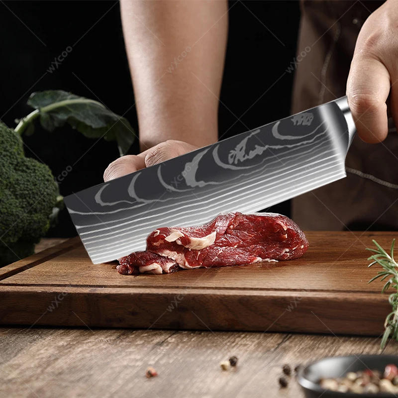 Description Picture 5 of itemDamascus Laser Engraved Chef Knife Set Santoku Knife Stainless Steel Kitchen Knives Multi-purpose Knives Cooking Tool