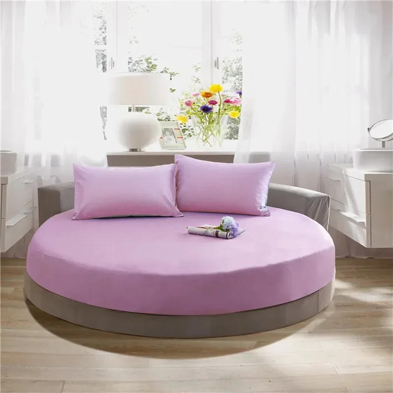 Description Picture 4 of item100% Cotton Round Bed Sheet Set Elastic Band Soft Skin Friendly Fitted Sheets Set Elastic Band Bedsheet 3/1 Pcs Mattress Cover