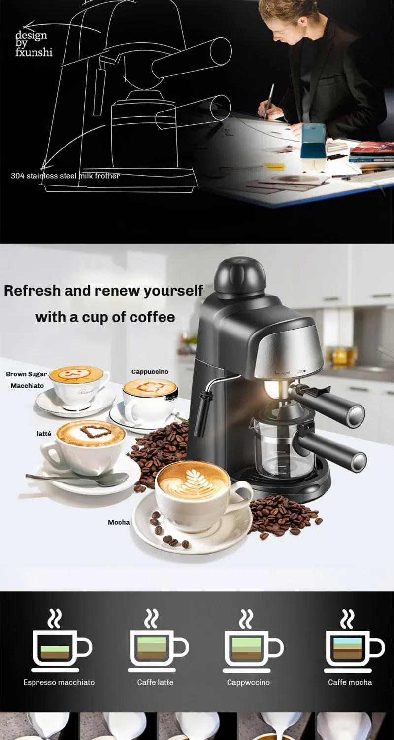 Description Picture 3 of itemElectric Italian Coffee Machine 5 Bar Professional Expresso Coffee Maker Automatic Semi Automatic Expresso Cappuccino 220V EU Pl