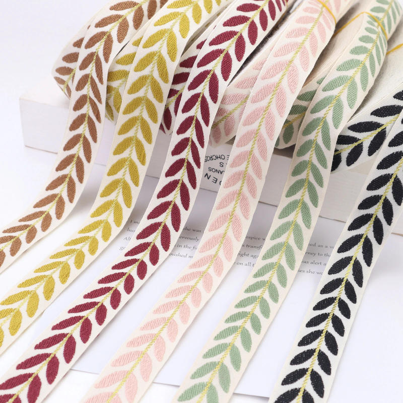 Description Picture 5 of item2 Yards Embroidery Ribbon Leaf Ribbon Trim for Sewing, DIY Carfts, Gift Packaging