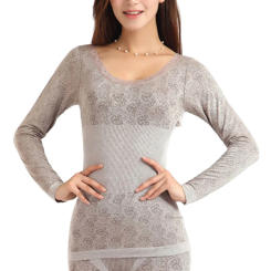 Women's Thermal Underwear Set 2pcs Floral Lace Cotton Lightweight Top & Leggings Pajamas Set Fall Winter Thermal Underwear