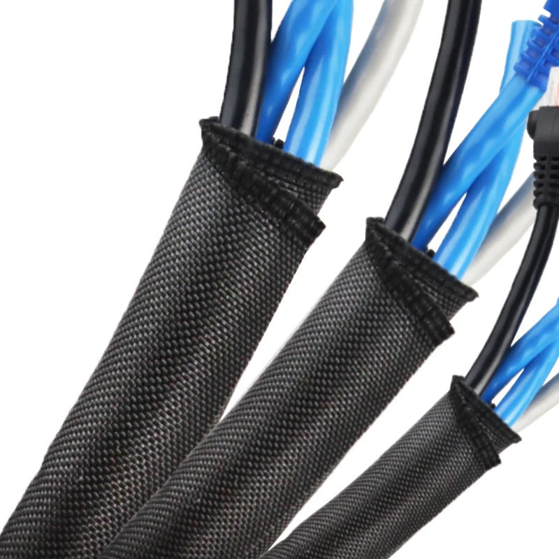 Description Picture 2 of item5-50mm Black Braided Cable Management Sleeves Wire Loom Tubing Cord Protector Self-Wrapping Automotive Harness PET Sleeve