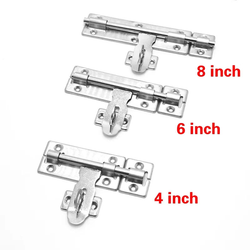 Description Picture 4 of item4Inch 5inch 6inch Stainless Steel Hardware Door Lock Barrel Bolt Latch Padlock Clasp Set Brushed Stainless Steel